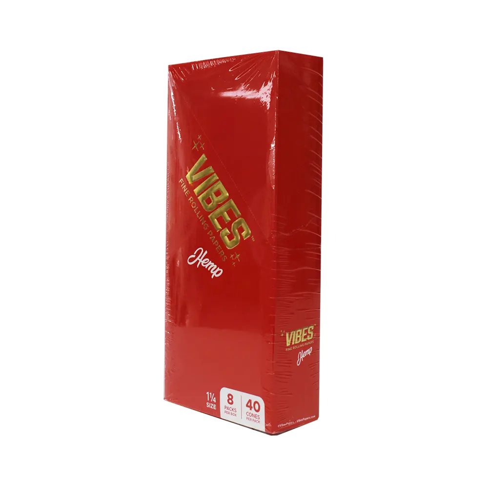 VIBES RED 1 1/4 CONE 8 PACKS PER BOX