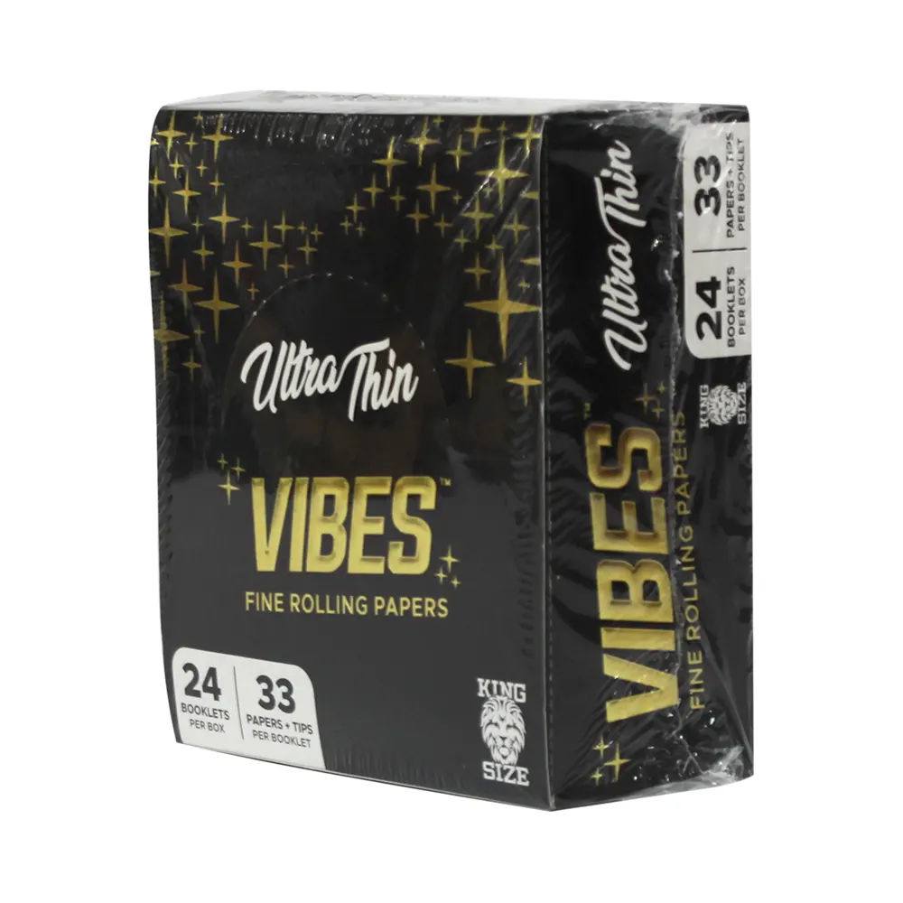 VIBES ULTRA THIN KING SIZE WITH TIP BLACK 24 BOOKLETS PER BOX