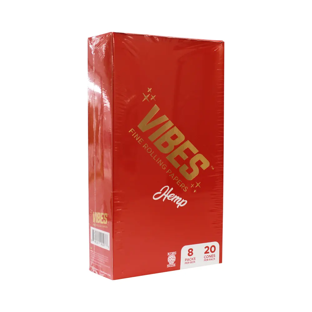 VIBES RED KING SIZE CONE 8 PACKS PER BOX