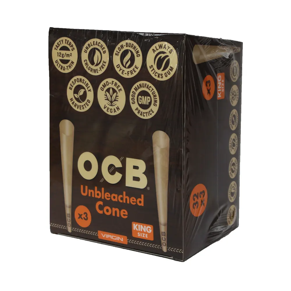 OCB VIRGIN KING SIZE CONE UNBLEACHED 32-3 PACKS