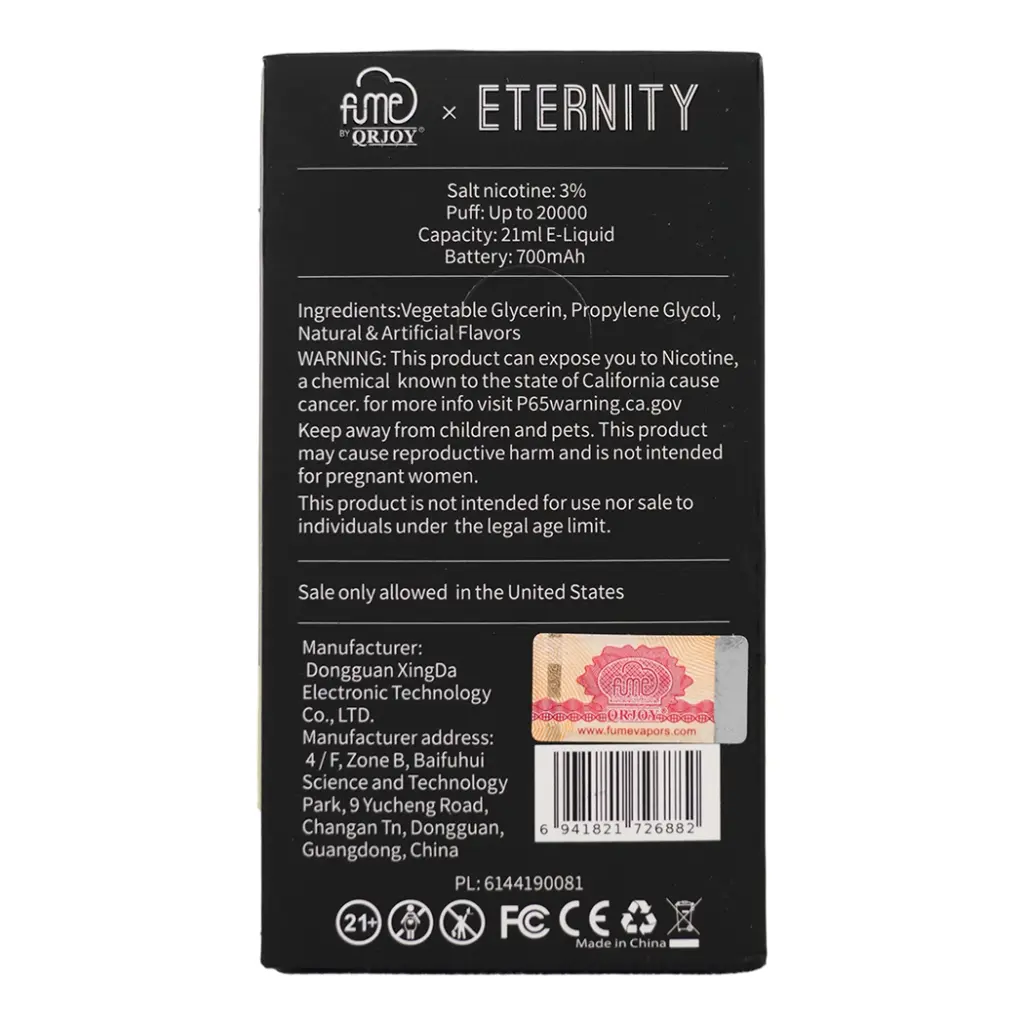 FUME 5PK ETERNITY 3% 20K PUFF 