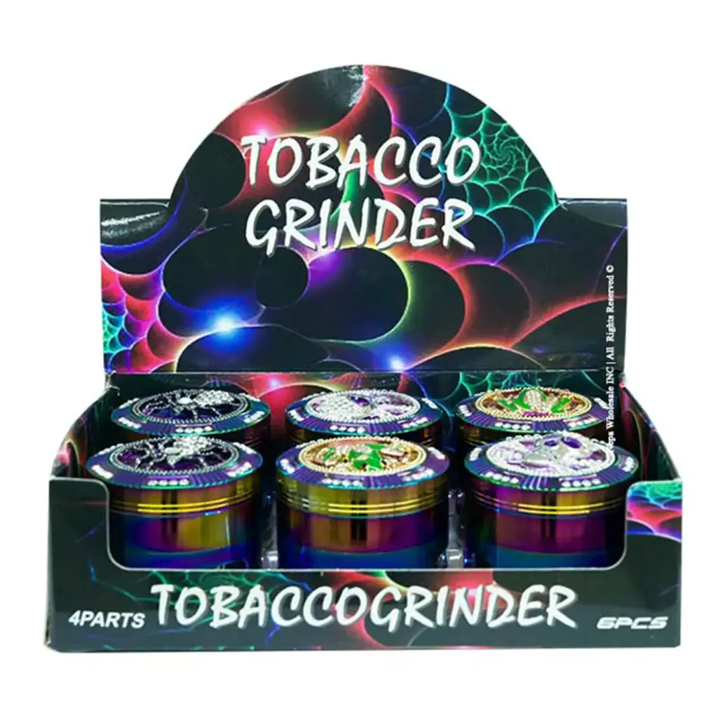 GRINDER (GR158-63WRB) 4 PARTS RAINBOW COLOR 3D PATTERN 63MM