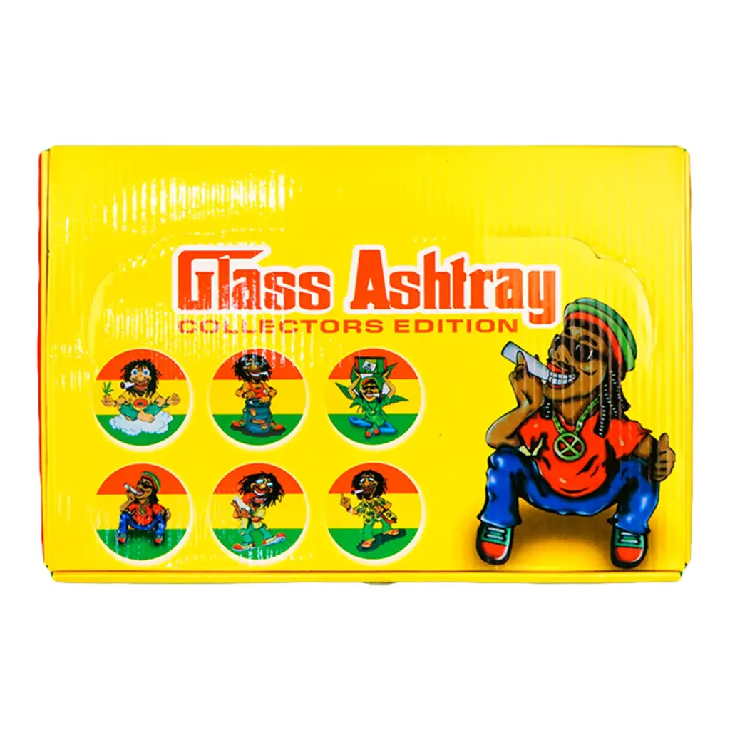 GLASS ASHTRAY RASTA 6 CT