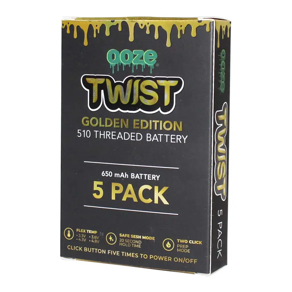 OOZE TWIST GOLD 650 MAH BATTERY 5PK