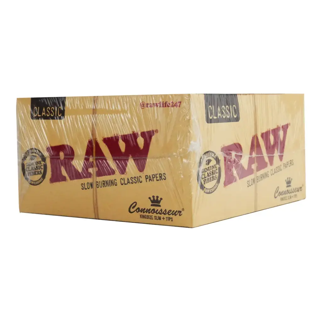 RAW CLASSIC CONNOISSEUR KS SLIM + TIPS 24 PER BOX