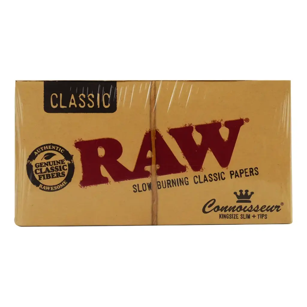 RAW CLASSIC CONNOISSEUR KS SLIM + TIPS 24 PER BOX