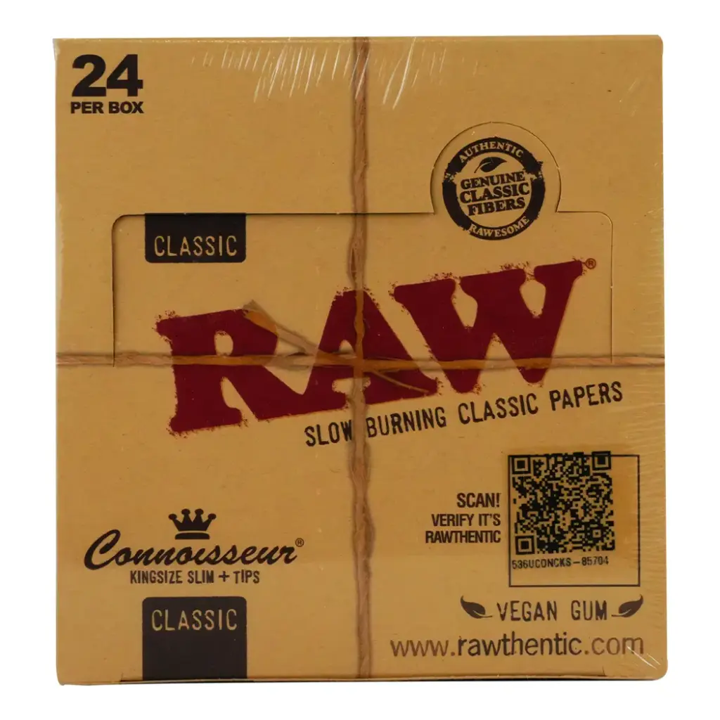 RAW CLASSIC CONNOISSEUR KS SLIM + TIPS 24 PER BOX