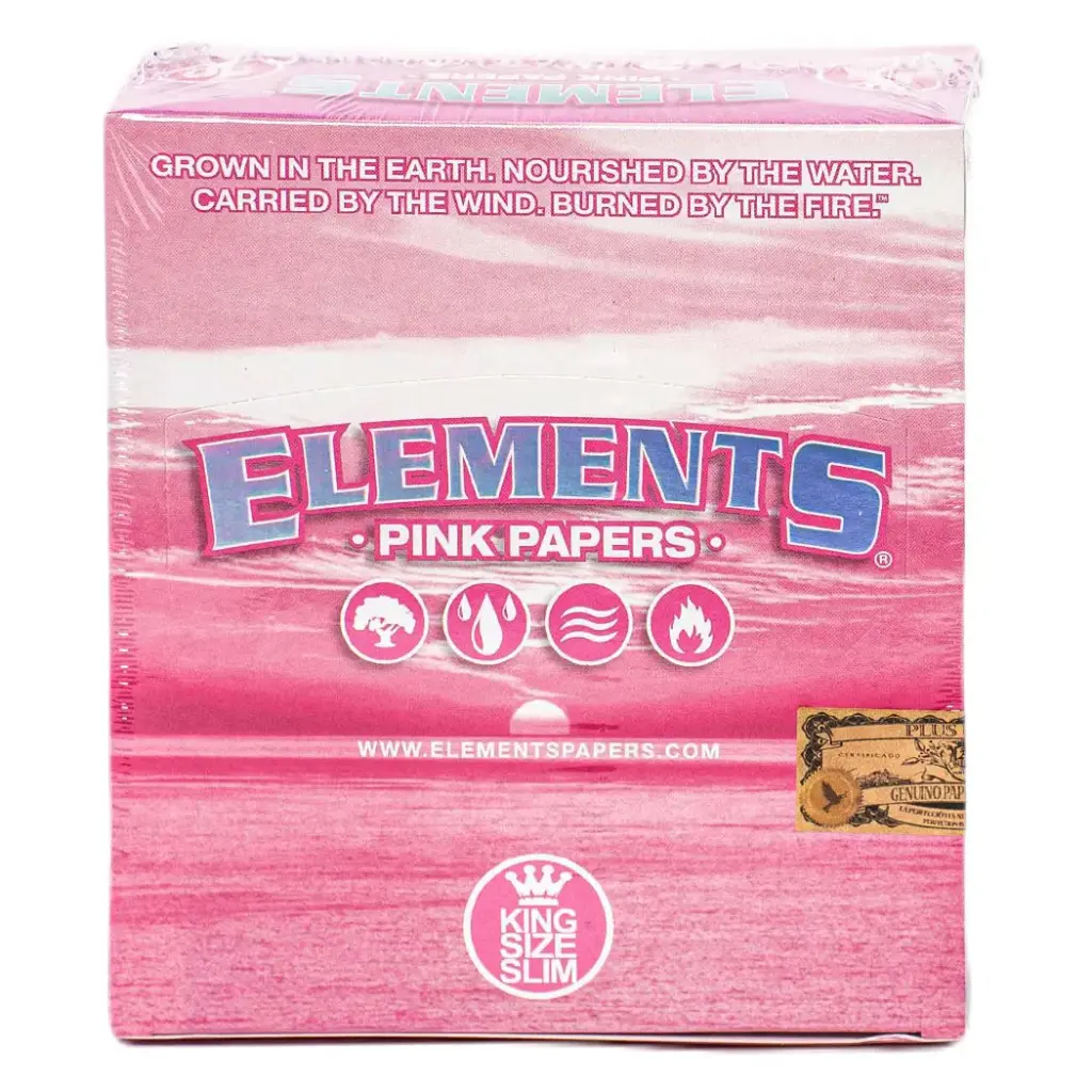 ELEMENTS PINK KING SLIM 50 PER BOX ULTRA THIN RICE PAPERS