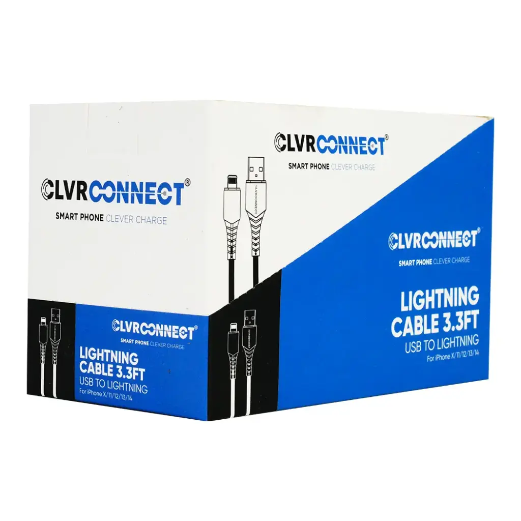 CLVR CONNECT LIGHTNING CABLE 3.3FT 6CT