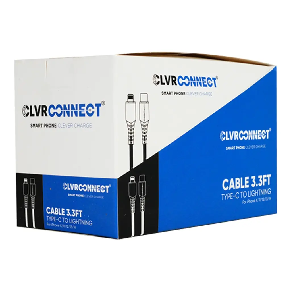 CLVR CONNECT TYPE C TO LIGHTNING CABLE 3.3FT 6CT