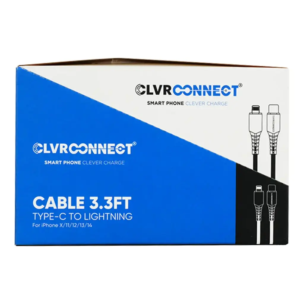 CLVR CONNECT TYPE C TO LIGHTNING CABLE 3.3FT 6CT