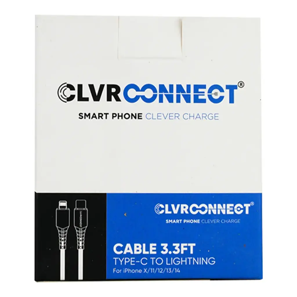 CLVR CONNECT TYPE C TO LIGHTNING CABLE 3.3FT 6CT