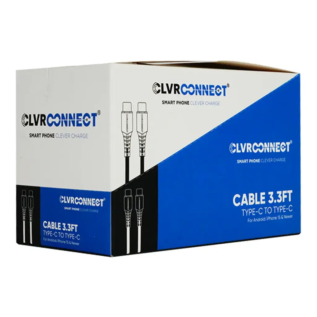 CLVR CONNECT TYPE C TO TYPE C CABLE 3.3FT 6CT