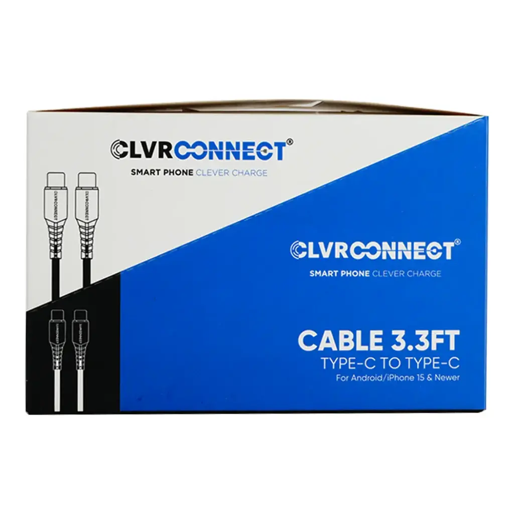 CLVR CONNECT TYPE C TO TYPE C CABLE 3.3FT 6CT