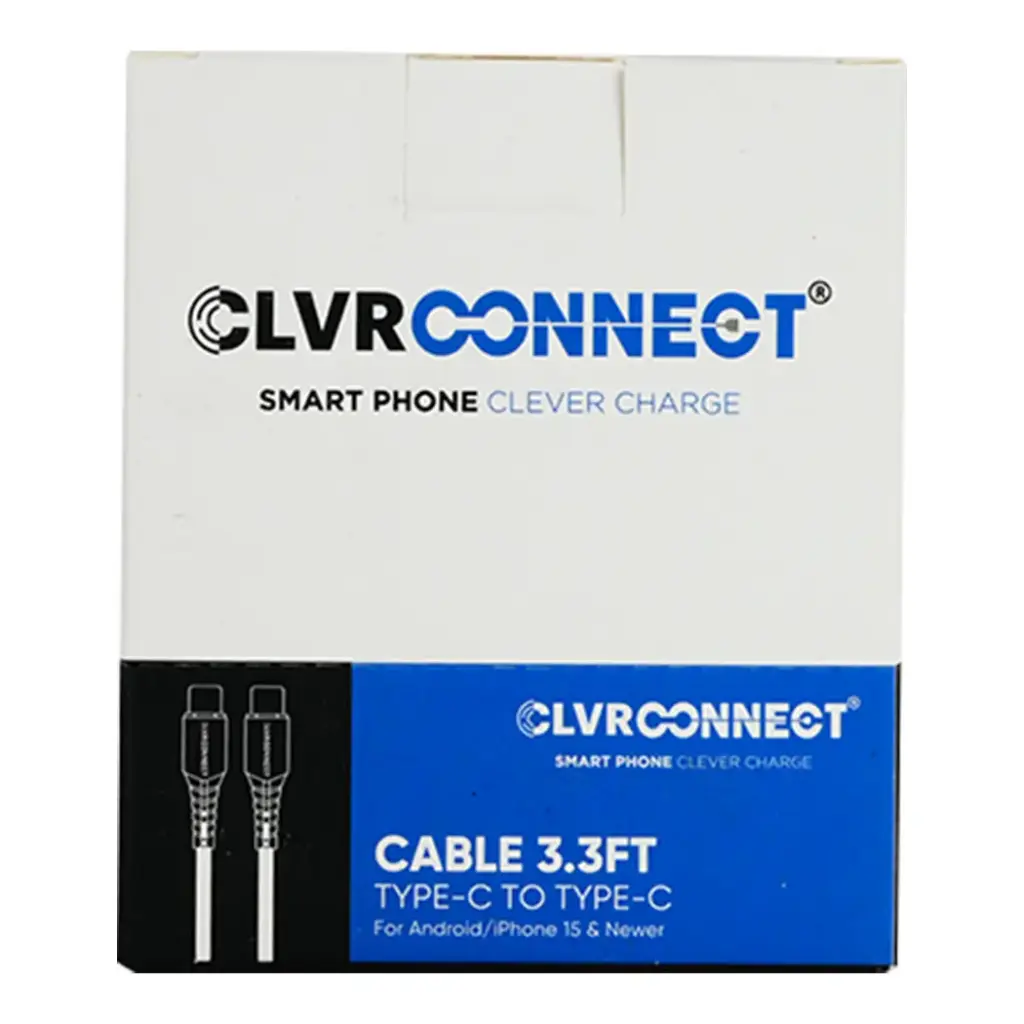 CLVR CONNECT TYPE C TO TYPE C CABLE 3.3FT 6CT