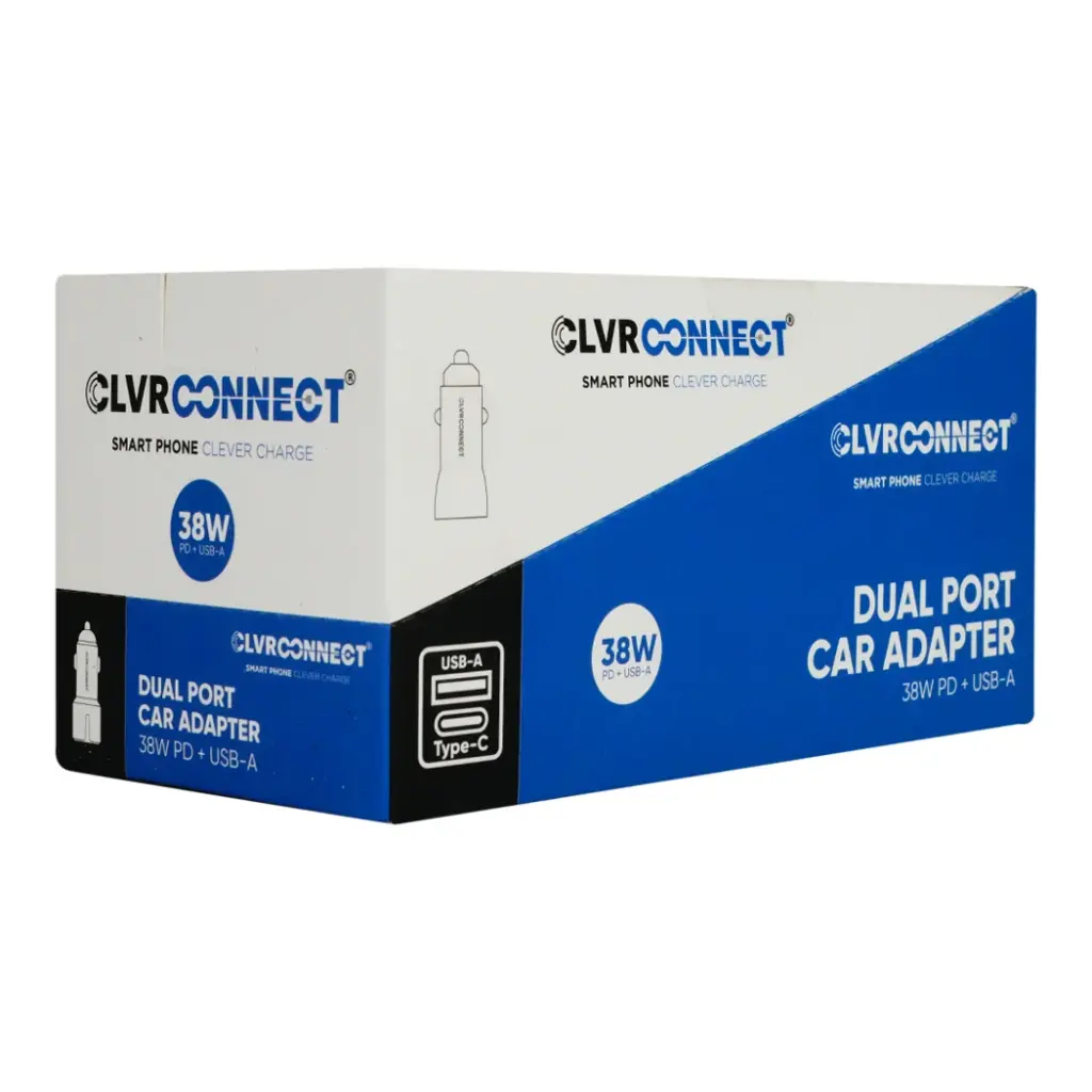 CLVR CONNECT DUAL PORT AUTO ADAPTER WITH TYPE C 4CT