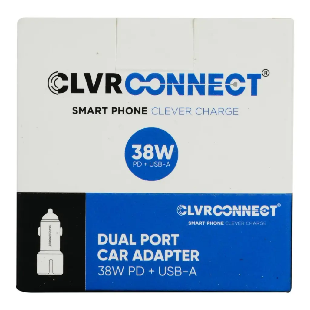 CLVR CONNECT DUAL PORT AUTO ADAPTER WITH TYPE C 4CT