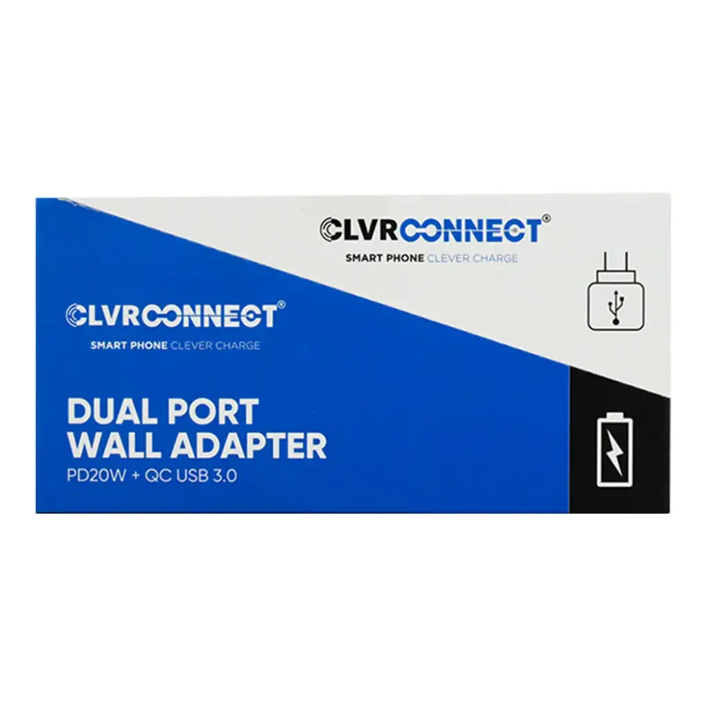 CLVR CONNECT DUAL PORT WALL ADAPTER WITH TYPE C 4CT
