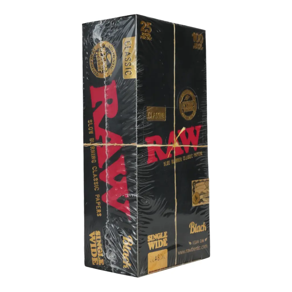 RAW BLACK CLASSIC SINGLE WIDE 25 PER BOX