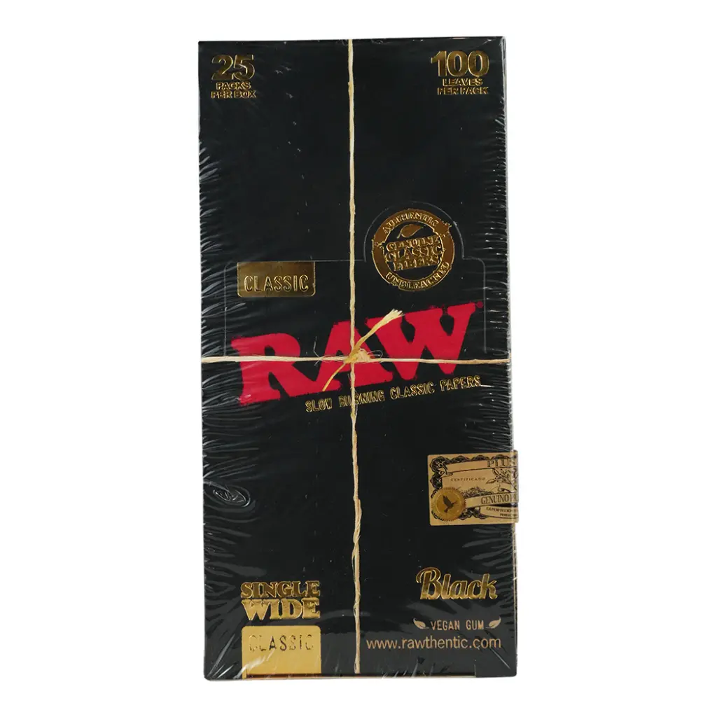 RAW BLACK CLASSIC SINGLE WIDE 25 PER BOX