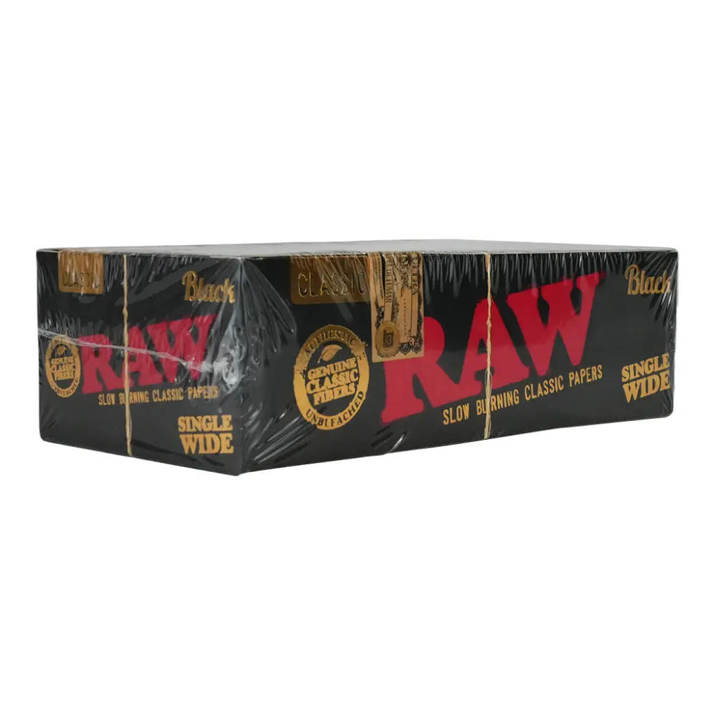 RAW BLACK CLASSIC SINGLE WIDE 25 PER BOX