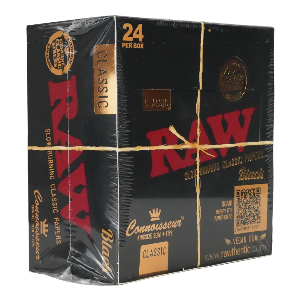 RAW BLACK CLASSIC CONNOISSEUR KS SLIM + TIPS 24 PER BOX