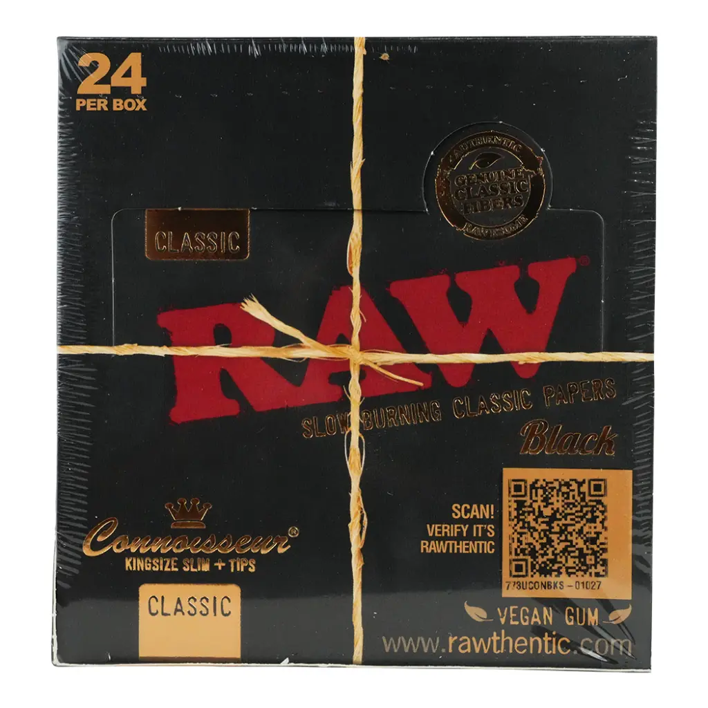 RAW BLACK CLASSIC CONNOISSEUR KS SLIM + TIPS 24 PER BOX