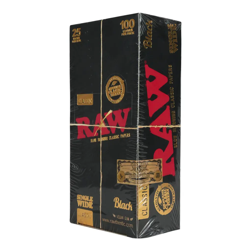 RAW BLACK CLASSIC SINGLE WIDE 25 PER BOX