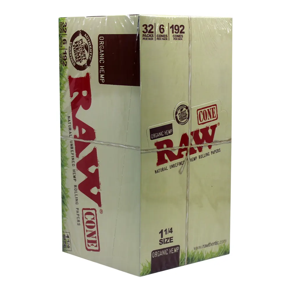 RAW ORGANIC HEMP CONE 1 1/4 32 PACKS PER BOX