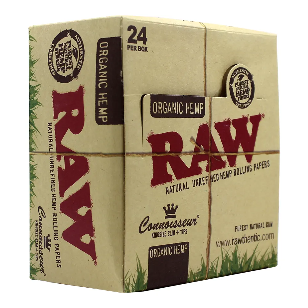 RAW ORGANIC HEMP CONNOISSEUR KS SLIM + TIPS 24 PER BOX