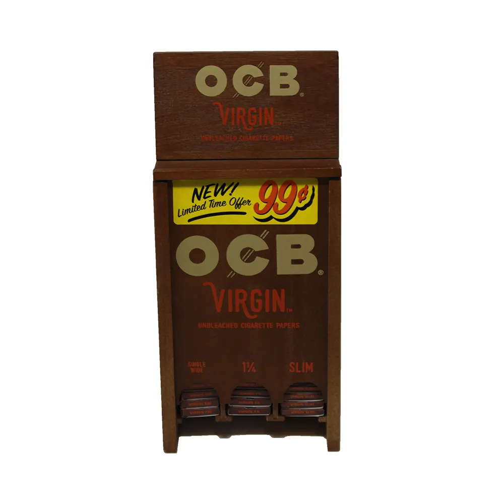 OCB VIRGIN (SINGLE WIDE, 1 1/4, SLIM) DISPLAY $0.99 PRE-PRICED