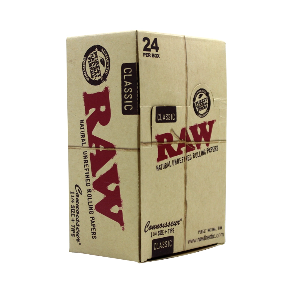 RAW CLASSIC CONNOISSEUR 1 1/4 + TIPS 24 PER BOX