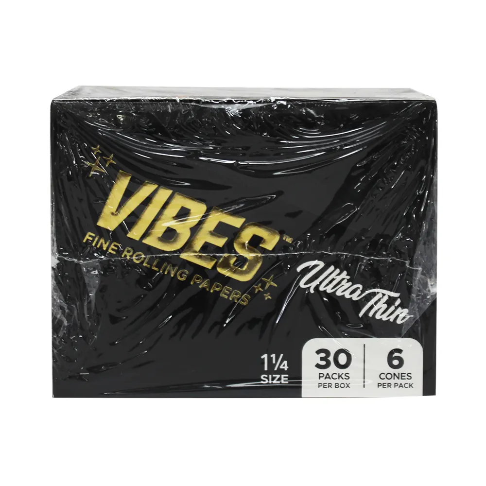 VIBES BLACK 1 1/4 CONE 30 PACKS PER BOX