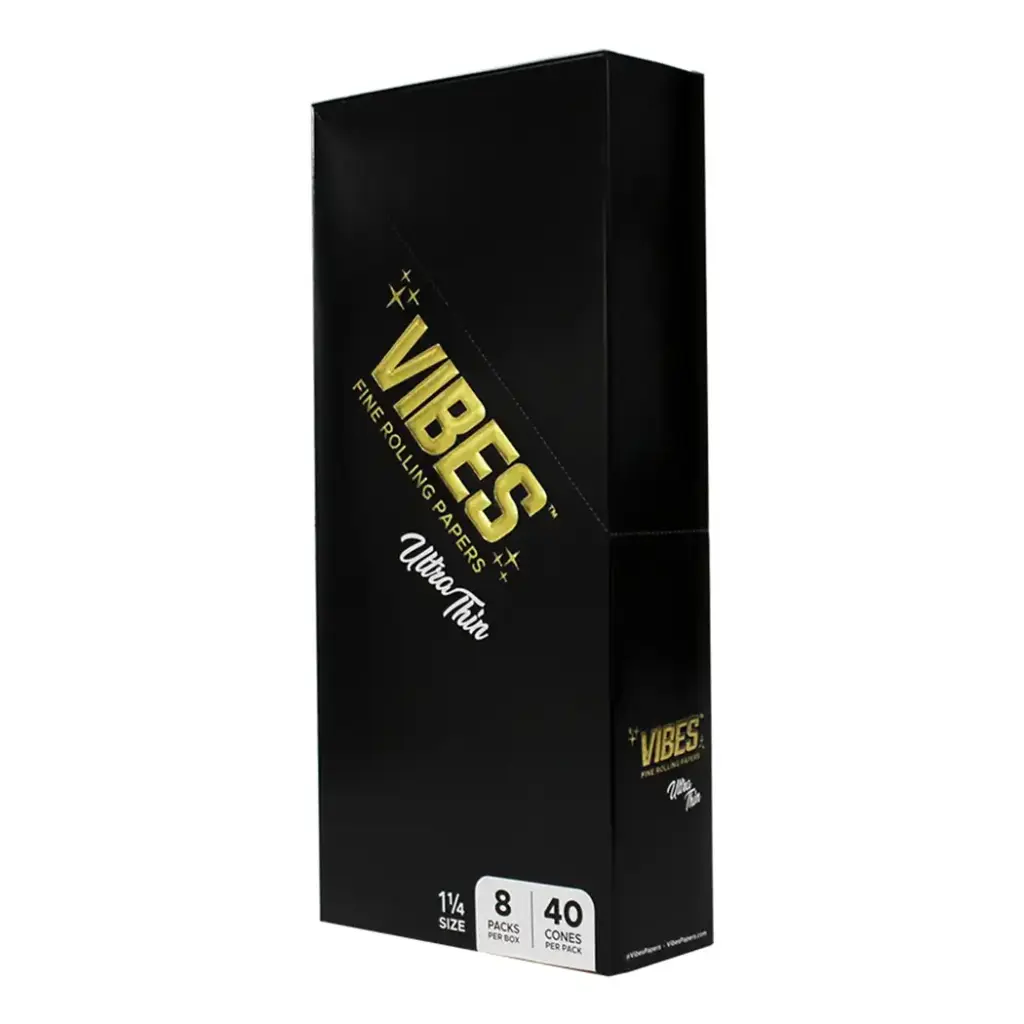 VIBES BLACK 1 1/4 WITH TIP 24 BOOKLETS PER BOX