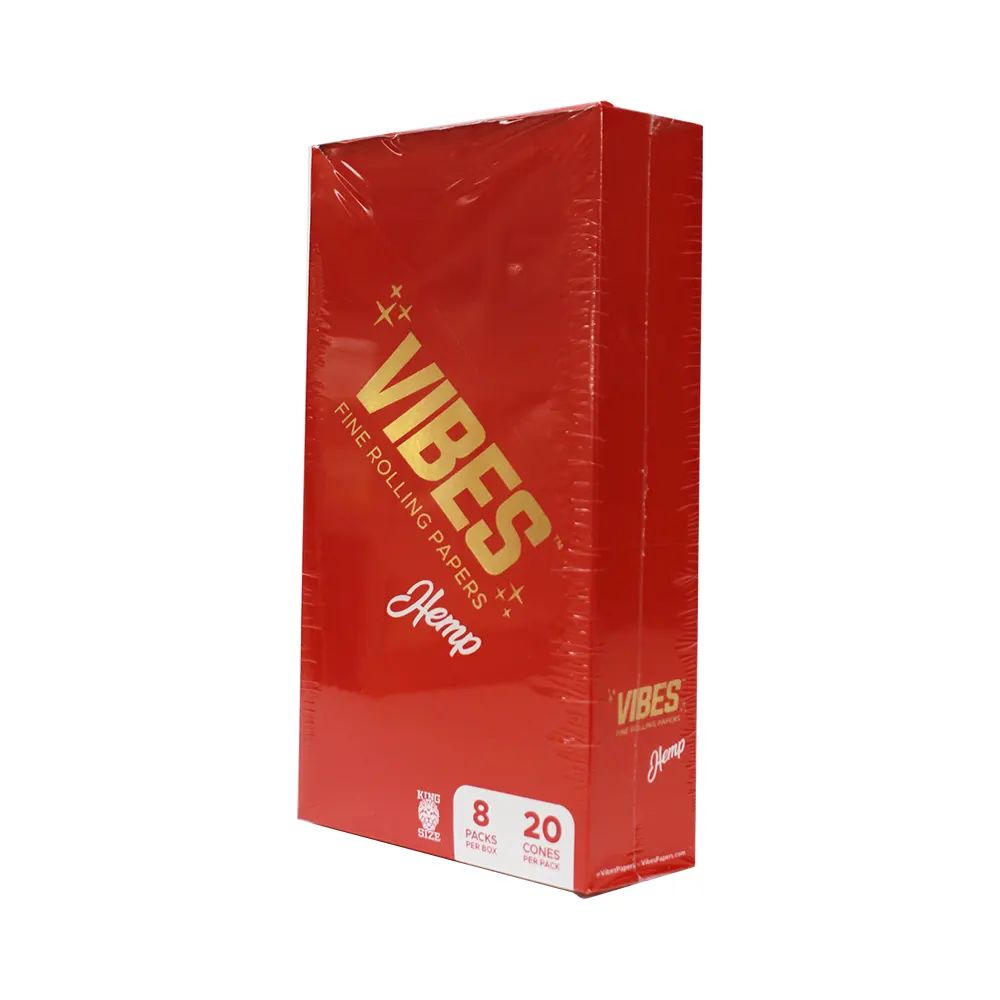 VIBES RED KING SIZE CONE 8 PACKS PER BOX