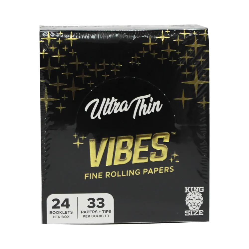 VIBES ULTRA THIN KING SIZE WITH TIP BLACK 24 BOOKLETS PER BOX