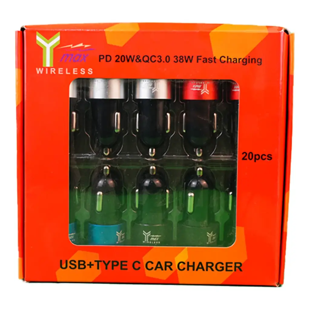 Y-MAX AUTO ADAPTOR (C AND USB 3.1AMP) BOX 1CT