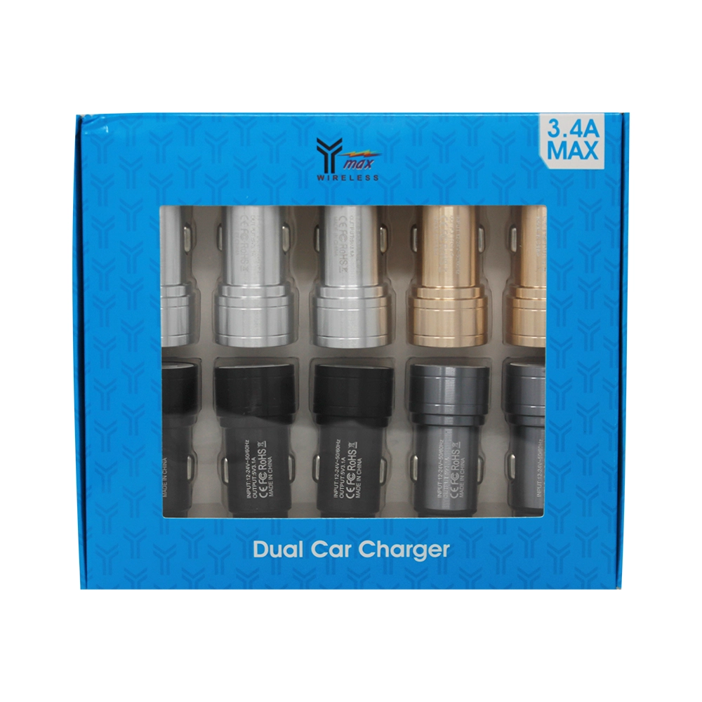 Y-MAX AUTO ADAPTOR DUAL PORT 3.4A 10CT