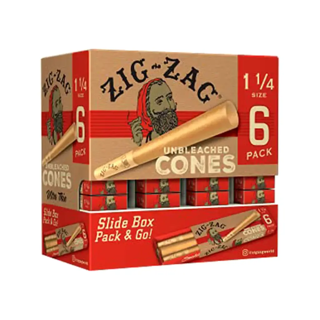 ZIG ZAG CONES UNBLEACHED 1 1/4 GRAVITY DISPLAY 36 PACKS