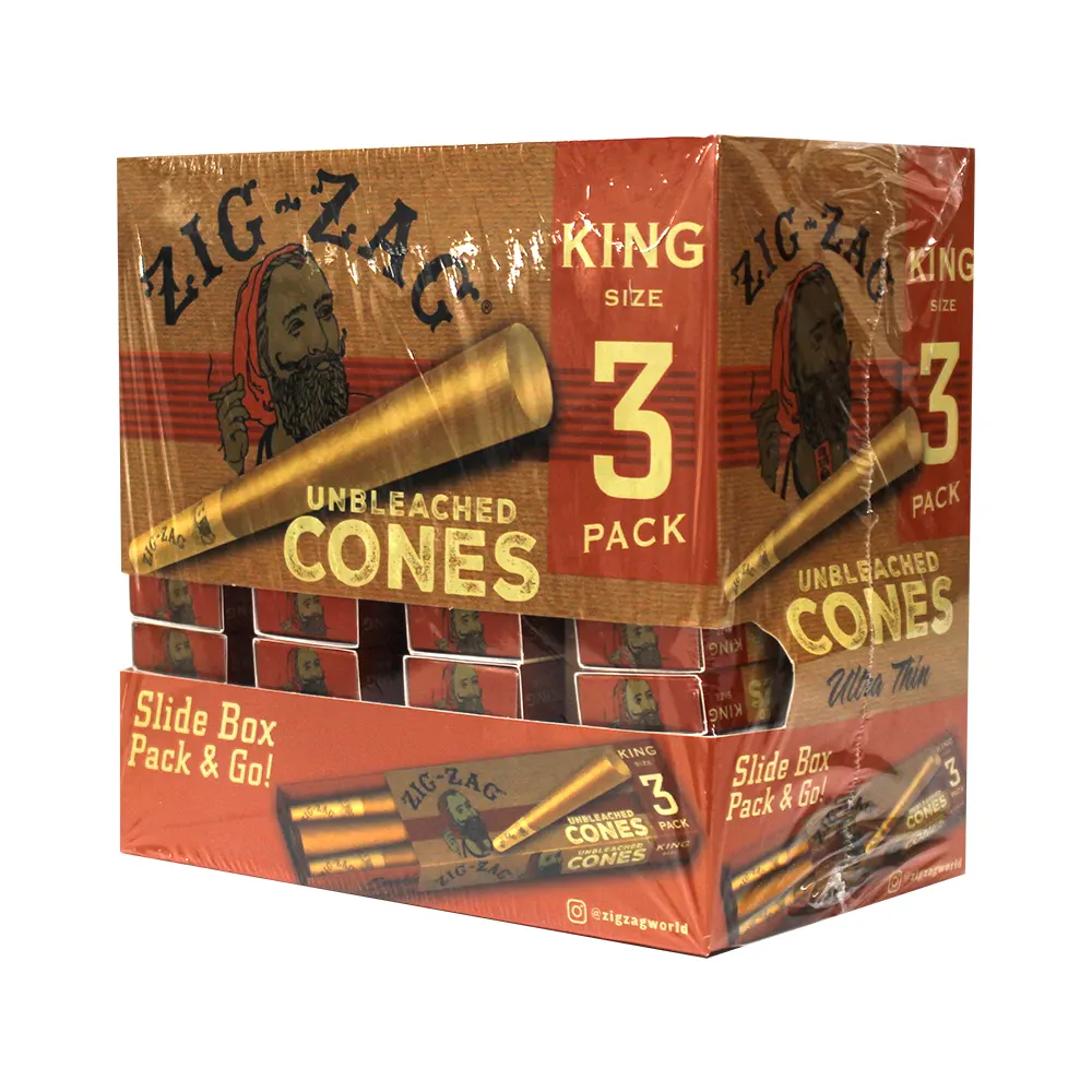 ZIG ZAG CONE KS UNBLEACHED GRAVITY DISPLAY 36 PACKS