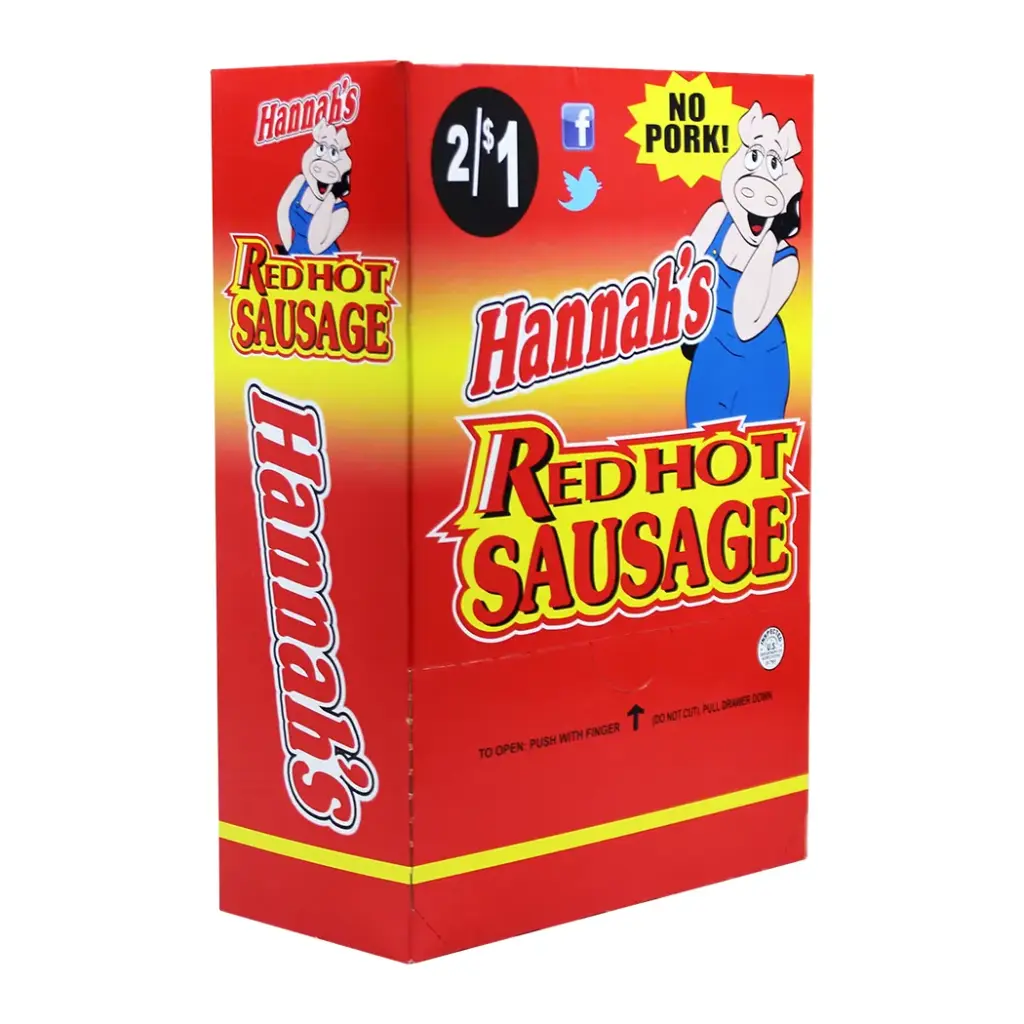 HANNAH'S NO PORK 50-0.7OZ RED HOT SAUSAGE