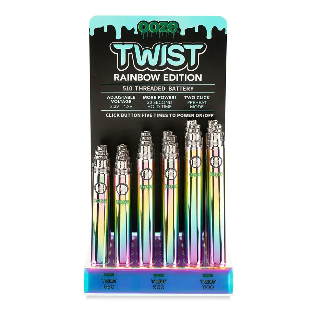 OOZE TWIST RAINBOW BATTERY DISPLAY 24CT (8 - 650MAH, 8 - 900MAH, 8 - 1100 MAH)