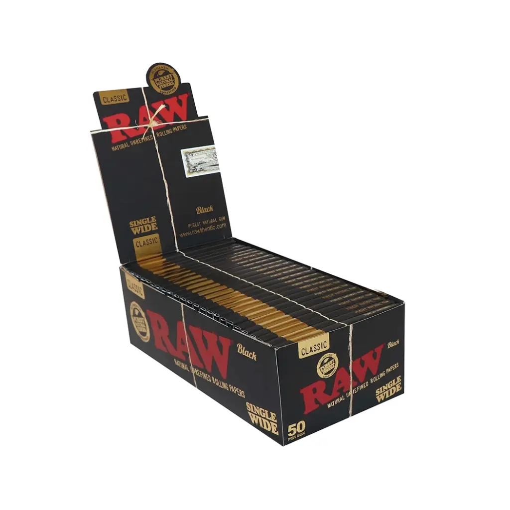 RAW BLACK CLASSIC SINGLE WIDE 50 PER BOX