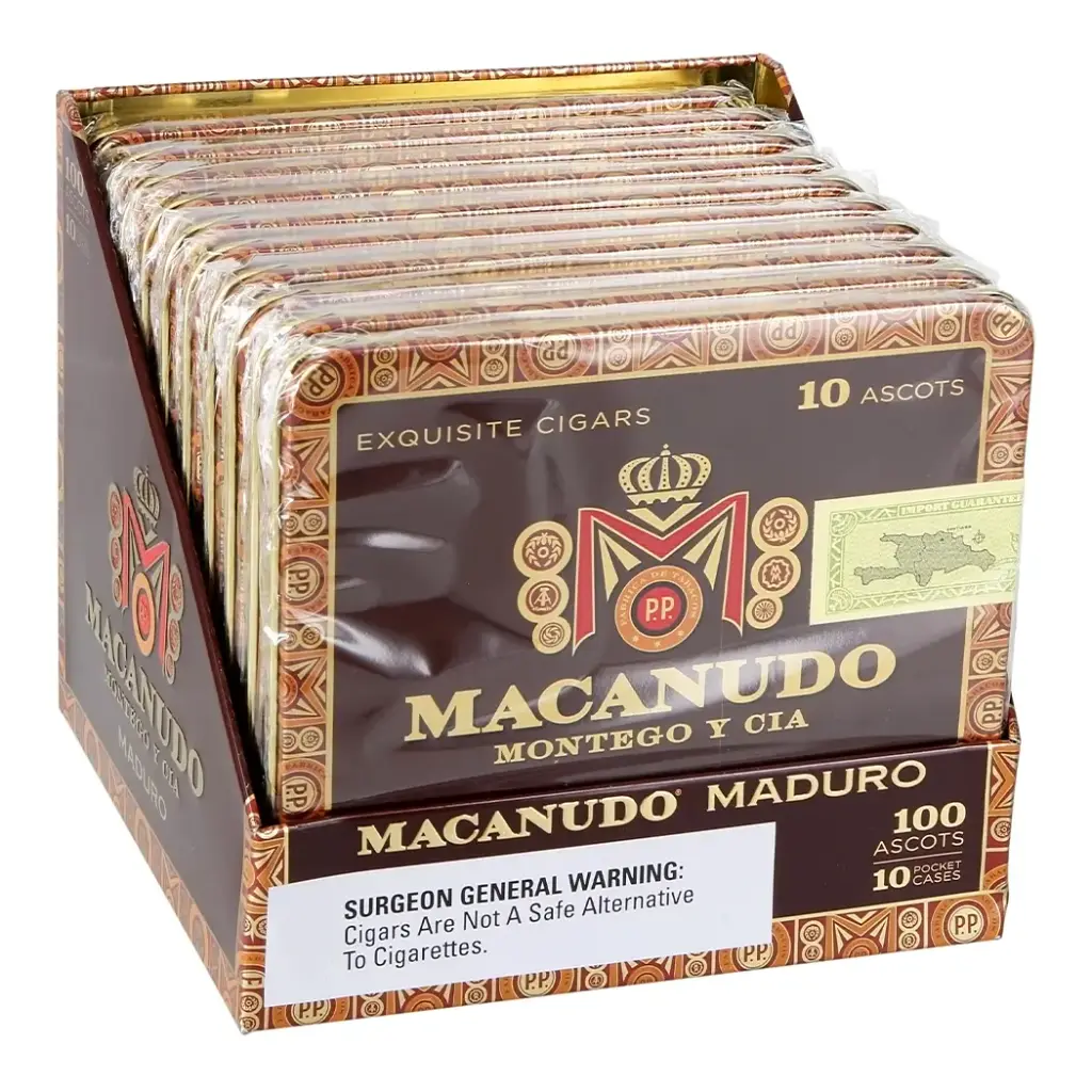 MACANUDO MADURO ASCOTS 4 3/16 X 32 10/10 TINS(100)
