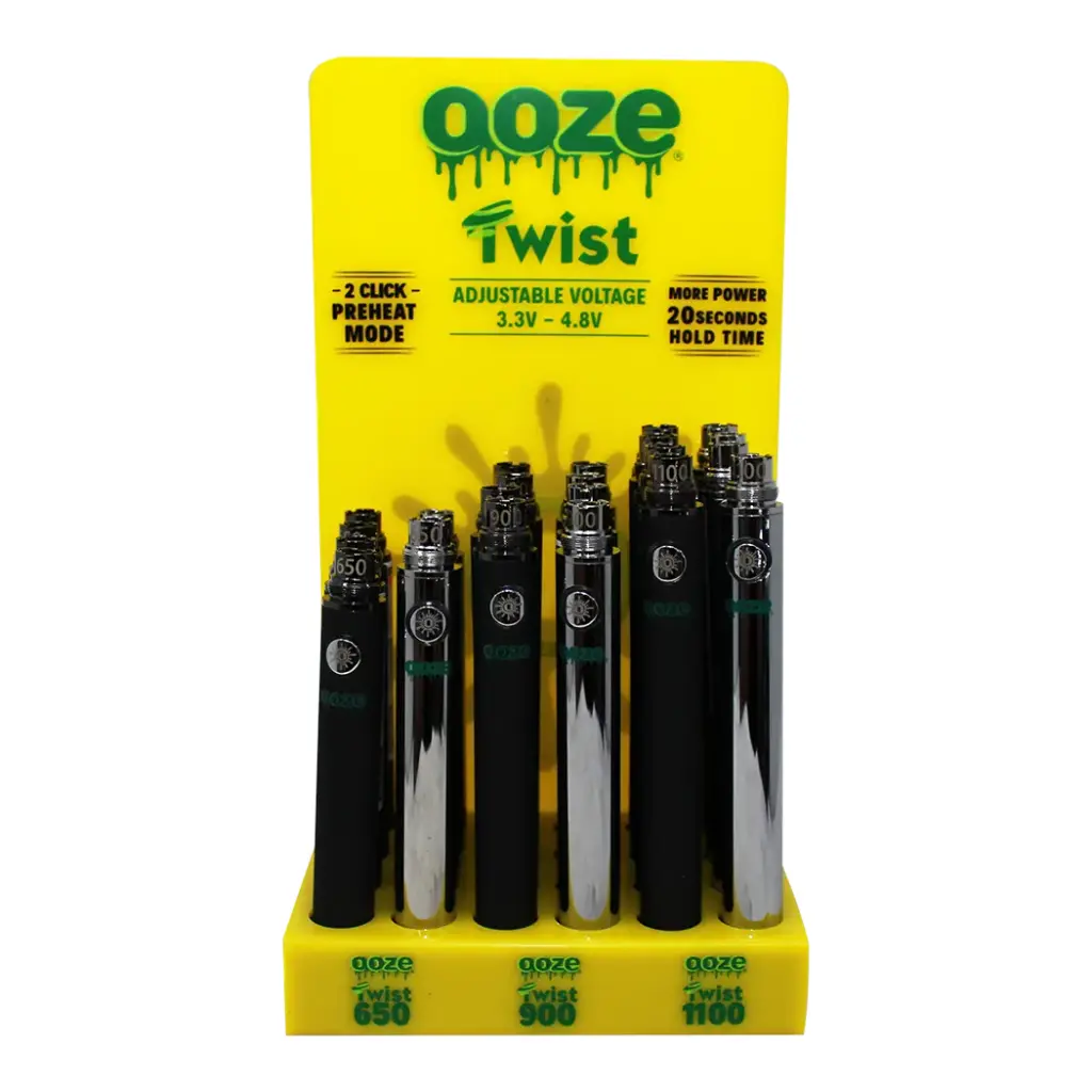 OOZE TWIST BATTERY DISPLAY 24CT (8 - 650MAH, 8 - 900MAH, 8 - 1100 MAH)