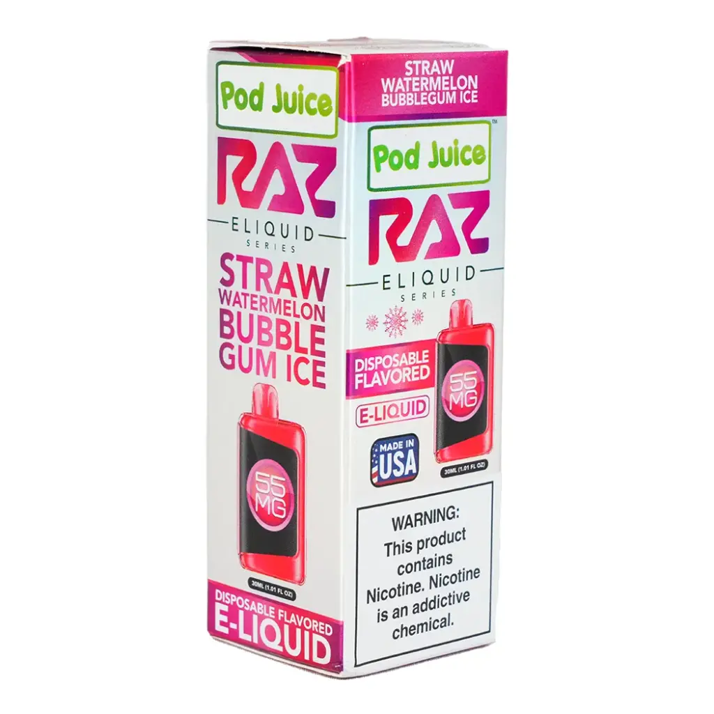 POD JUICE X RAZ SALT TOBACCO FREE NICOTINE E-JUICE 30ML STRENGTH: 55 MG