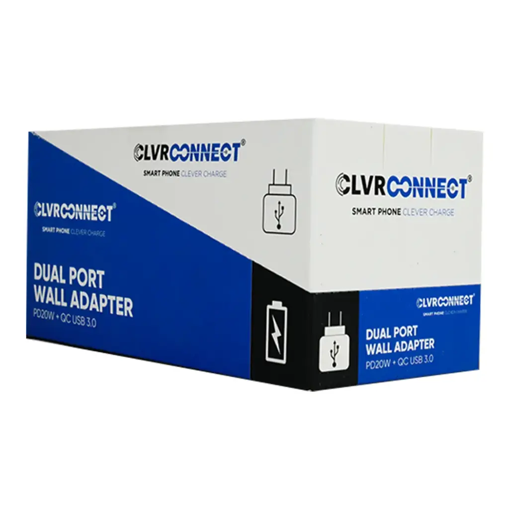 CLVR CONNECT DUAL PORT WALL ADAPTER WITH TYPE C 4CT