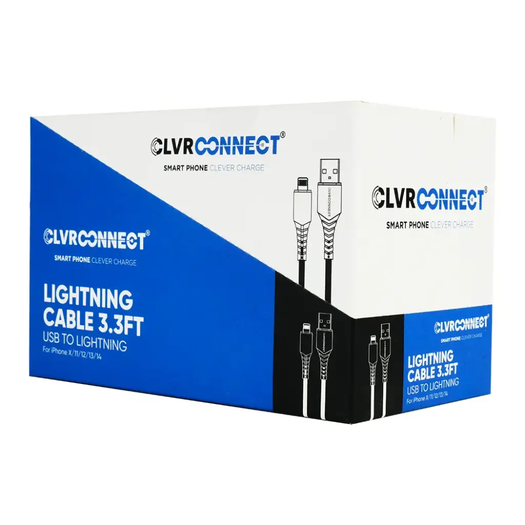 CLVR CONNECT LIGHTNING CABLE 3.3FT 6CT