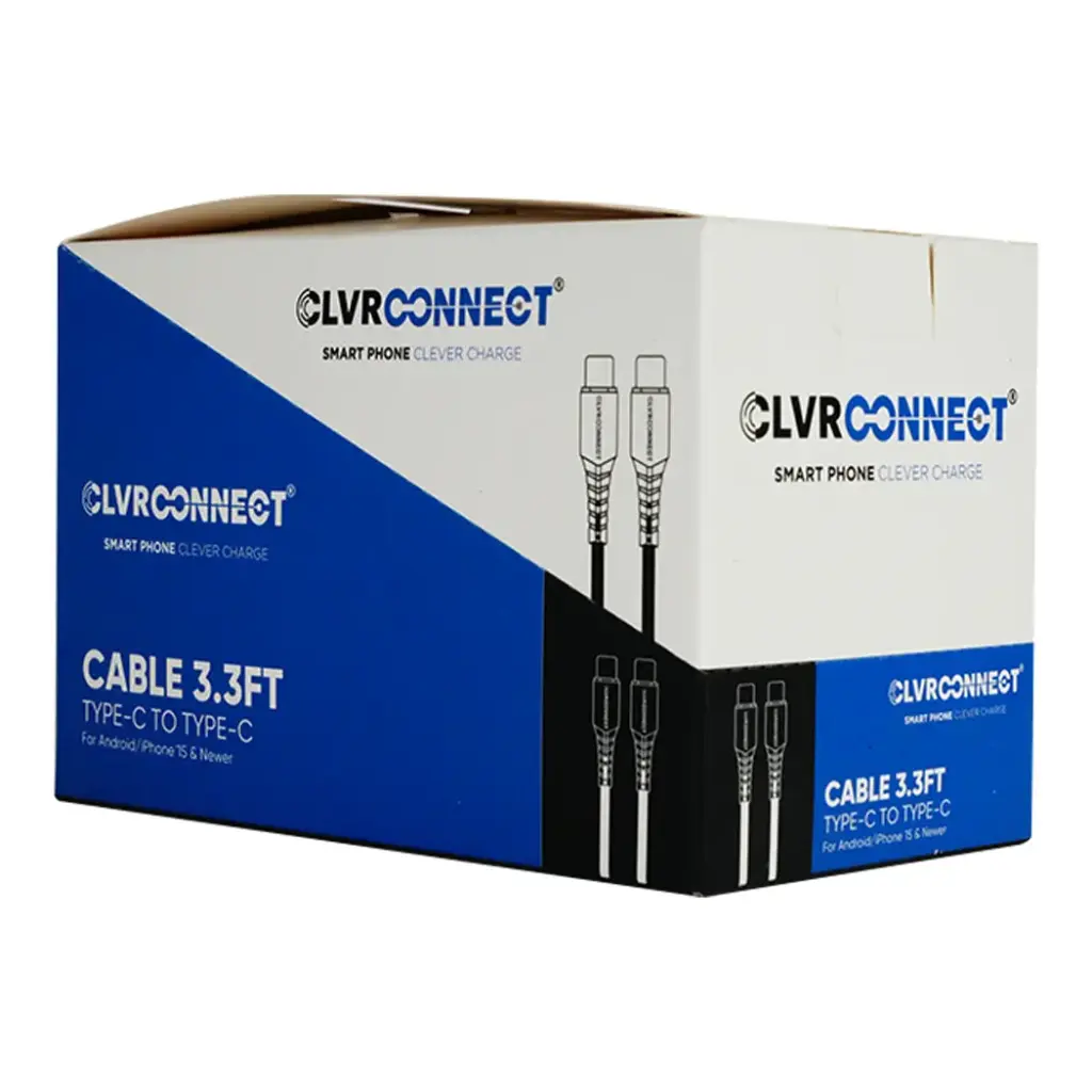 CLVR CONNECT TYPE C TO TYPE C CABLE 3.3FT 6CT