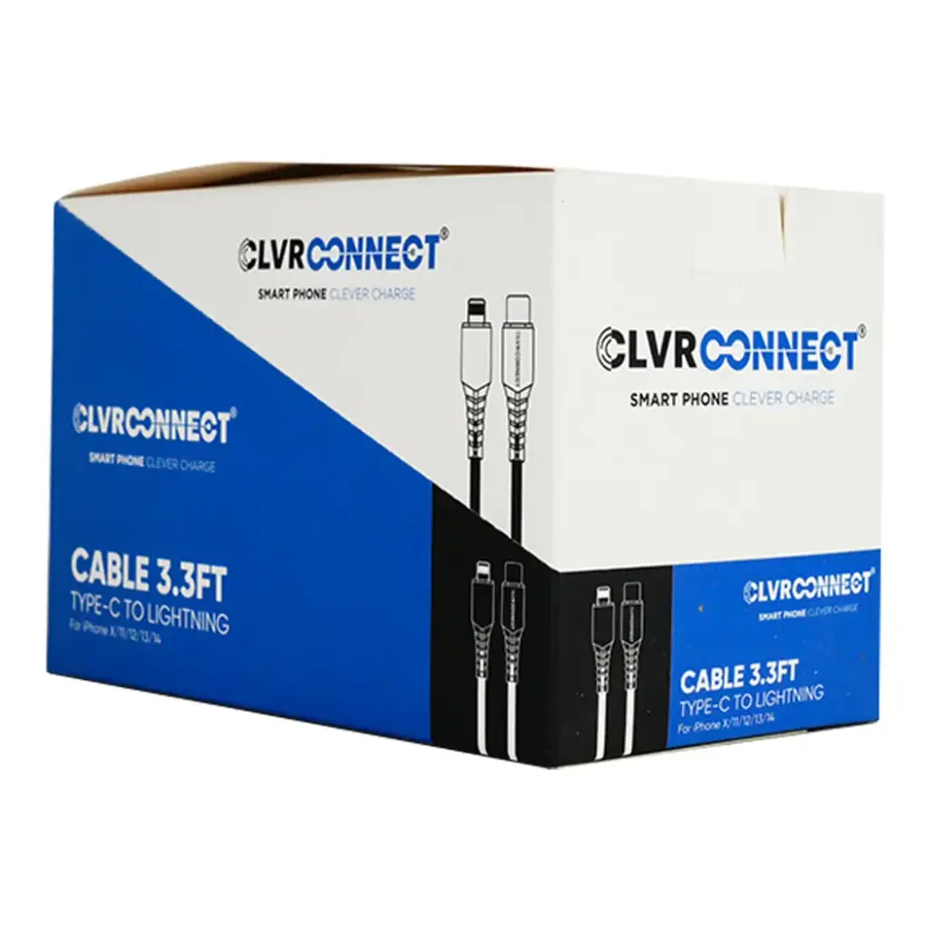 CLVR CONNECT TYPE C TO LIGHTNING CABLE 3.3FT 6CT